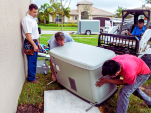electricians installing whole home generator in houston, tx