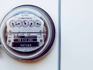 black and white electric meter