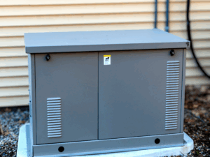 Grey residential standby generator 