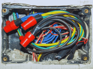 Junction box packed with electrical wires