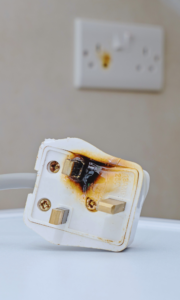 Surge protection could not stop outlet from getting scorched during lightning strike 