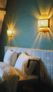 Modern elegant wall sconces in bedroom